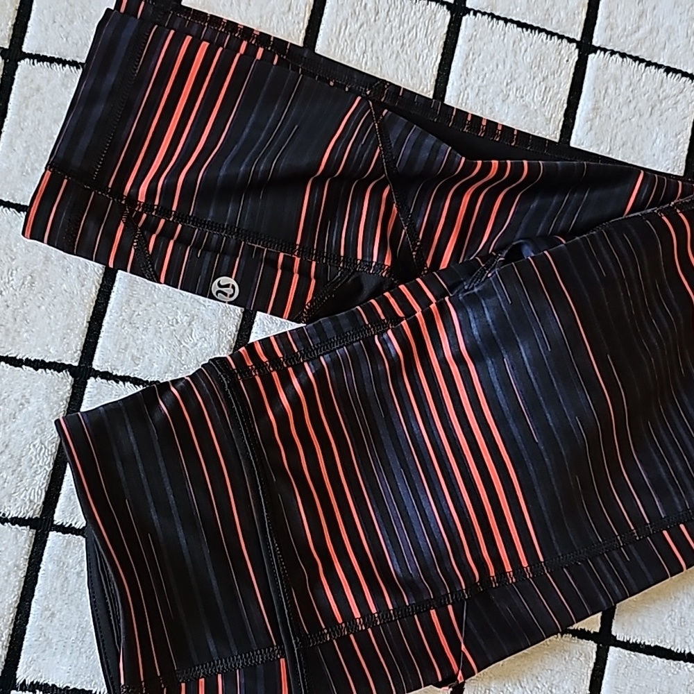 lululemon athletica Black and Red Striped Leggings